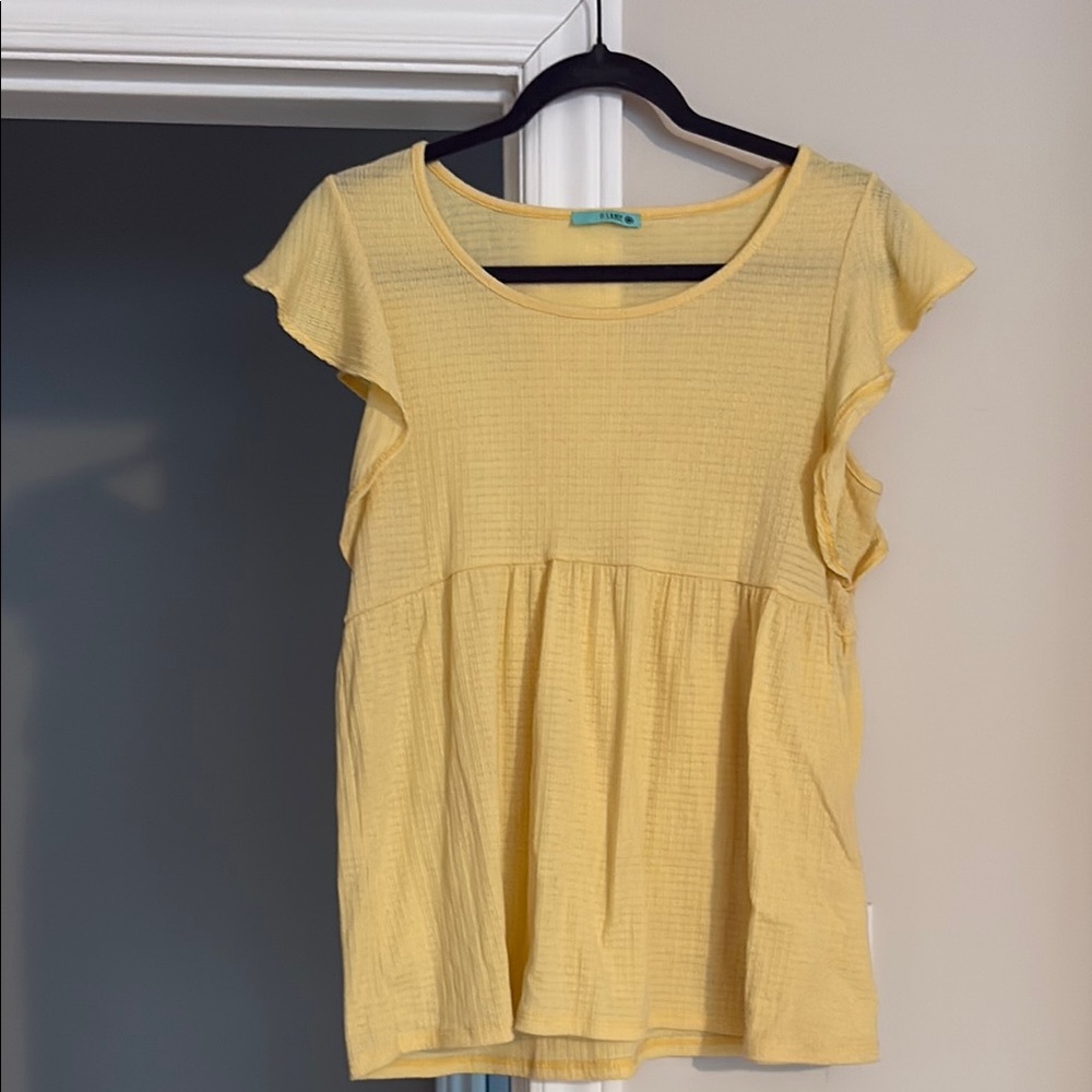 Soft Yellow Ruffled Cap Sleeve Blouse